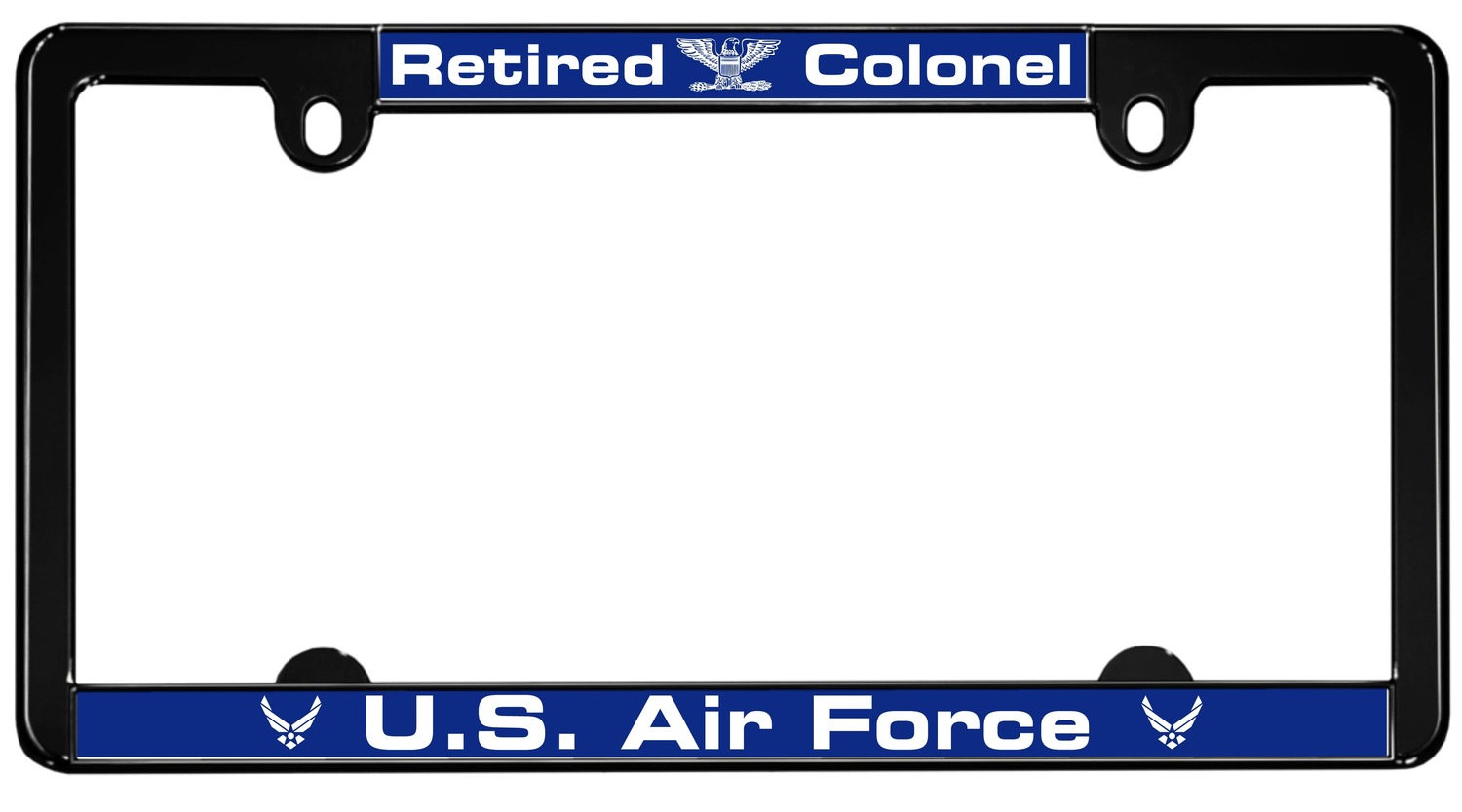 Retired Colonel - Custom metal ALL States license plate frame with clear polyurethane doming resin